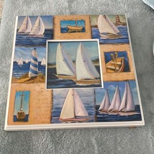 Sailboat Framed Coastal 12 x12 inches boats nautical canoe lighthouse sail boat